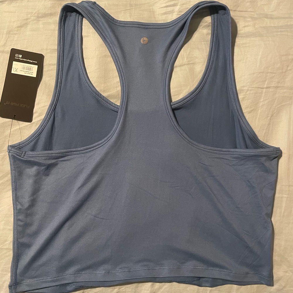 NWT Cropped Blue Racerback Tank Top - Picture 2 of 4